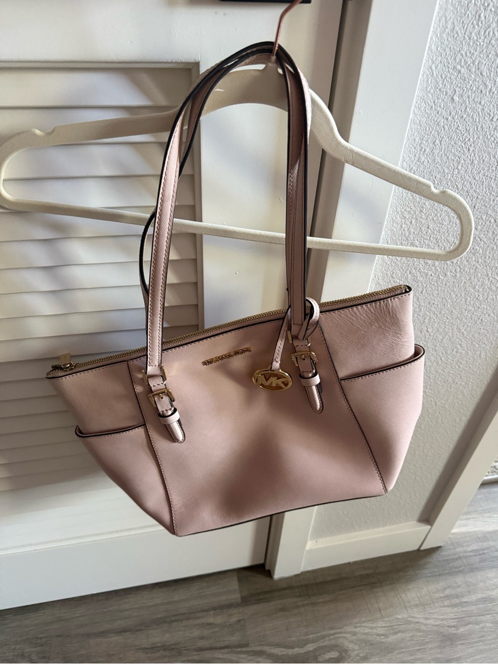 Michael Kors Blush Pink Saffiano Tote with Gold Hardware